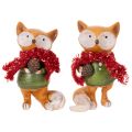Zorro decorativo con bufanda y piña, 10 cm, 2 piezas | Floristik24.es