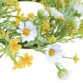 Floristik24 Corona de flores con anémonas de madera blanco, amarillo Ø30cm