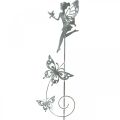 Floristik24 Decoración de flores, hada de flores de tapón de metal, resorte, duende con mariposas, tapón de planta 2 piezas