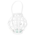 Floristik24 Farol de jardín, metal y cristal, portavelas colgante, blanco, Ø18,5 cm