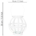 Farol de jardín, metal y cristal, portavelas colgante, blanco, Ø18,5 cm | Floristik24.es