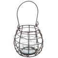 Floristik24 Farol de jardín, metal negro con luz de viento, Ø14cm H12,5cm