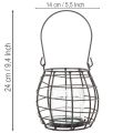 Farol de jardín, metal negro con luz de viento, Ø14cm H12,5cm | Floristik24.es