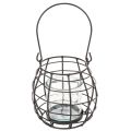 Farol de jardín, metal negro con luz de viento, Ø14cm H12,5cm | Floristik24.es
