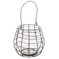 Floristik24 Farol de jardín con portavelas de cristal, negro, Ø20cm, H18,5cm