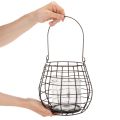 Farol de jardín con portavelas de cristal, negro, Ø20cm, H18,5cm | Floristik24.es
