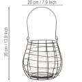 Farol de jardín con portavelas de cristal, negro, Ø20cm, H18,5cm | Floristik24.es