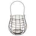 Farol de jardín con portavelas de cristal, negro, Ø20cm, H18,5cm | Floristik24.es