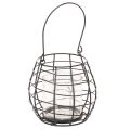 Floristik24 Farol de jardín con asa, negro, portavelas de cristal, Ø17cm, H15cm