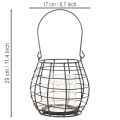 Farol de jardín con asa, negro, portavelas de cristal, Ø17cm, H15cm | Floristik24.es