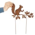 Ardilla de jardín en rama, metal envejecido, 42 cm de alto, 3 piezas | Floristik24.es