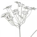 Floristik24 Flor de tapón de jardín, decoración de jardín, tapón de planta de metal shabby chic blanco, plateado L52cm Ø10cm 2 piezas