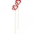 Floristik24 Tapón flor corazón madera rojo decoración romántica 6cm 24pcs