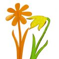 Floristik24 Garden Plug Metal Flower Naranja, Amarillo 47cm 4pcs