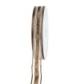 Floristik24 Cinta de regalo con borde de alambre marrón claro 15mm 20m