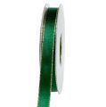Floristik24 Cinta de regalo tela de seda verde con borde dorado 15mm 25m