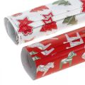 Floristik24 Papel de regalo rojo navideño, blanco 4 hojas en un juego 50 × 70cm