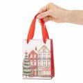 Bolsa de regalo navideña con casitas y árbol de Navidad, 16 cm, 2 unidades | Floristik24.es