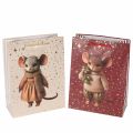 Floristik24 Bolsa de regalo con motivo de ratón y estrellas para Navidad, 24 cm, 2 unidades