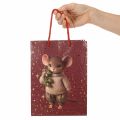 Bolsa de regalo con motivo de ratón y estrellas para Navidad, 24 cm, 2 unidades | Floristik24.es