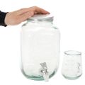 Dispensador de bebidas de vidrio reciclado con grifo y 4 vasos, 25,5 cm | Floristik24.es