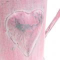 Floristik24 Regadera de macetero con corazón rosa, blanco lavado Ø12.5cm H13cm