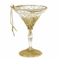 Floristik24 Colgante copa de champán Oro con purpurina 10cm 4pzs
