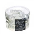 Floristik24 Mini adornos para árboles de Navidad mezcla de vidrio blanco, plateado surtido 4cm 12pcs