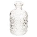 Floristik24 Botella de vidrio con diseño de rombos, botella decorativa, jarrón, pequeña, 13 cm, 6 piezas