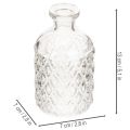 Botella de vidrio con diseño de rombos, botella decorativa, jarrón, pequeña, 13 cm, 6 piezas | Floristik24.es