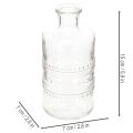 Botella de vidrio con diseño, cilíndrica, transparente, jarrón decorativo, 15 cm, 6 piezas | Floristik24.es