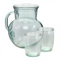 Floristik24 Jarra de vidrio con vasos para beber, juego de bebidas para servir transparente azulado H20cm/11.5cm 5 piezas