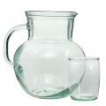 Floristik24 Jarra de vidrio con vasos para beber, juego de bebidas para servir transparente azulado H20cm/11.5cm 5 piezas
