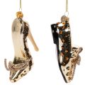 Adorno de zapato de cristal con estampado de leopardo para árbol de Navidad, 13 cm, 2 unidades. | Floristik24.es