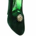 Floristik24 Zapato cristal terciopelo verde 12cm 2pcs
