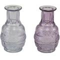 Floristik24 Jarrones de vidrio mini jarrones violeta claro estilo retro violeta H13cm 2 piezas