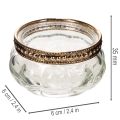 Portavelas de cristal con borde decorativo de metal, 6 cm, 4 unidades | Floristik24.es