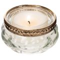 Portavelas de cristal con borde decorativo de metal, 6 cm, 4 unidades | Floristik24.es
