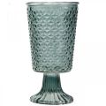 Floristik24 Farol con pie, copa de cristal, cristal decorativo gris Ø10cm H18.5cm