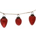 Floristik24 Guirnalda de conos de cristal decoración del árbol de Navidad decoración colgante rojo 120 cm