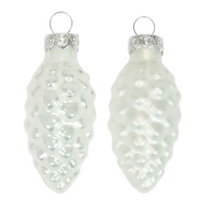 Conos de cristal Adornos navideños vidrio blanco Ø2,5cm 6cm 10ud