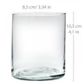Floristik24 Florero de vidrio redondo, cilindro de vidrio transparente Ø9cm H10.5cm