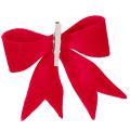Lazo decorativo rojo con pinza. Decoración navideña versátil. 11 cm, 4 unidades. | Floristik24.es