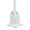 Floristik24 Forma de flor de campana 5cm - 5.5cm blanco, plata 4pcs