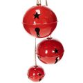 Floristik24 Campanas de metal rojo, juego de 3, decorativas, 14/12/8 cm