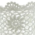 Floristik24 Maceta de crochet blanco Ø14cm H12.5cm