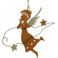 Percha decorativa Ángel navideño decoración metal óxido 15cm 6pcs