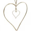 Corazón decorativo para colgar, decoración colgante metal corazón dorado 10,5 cm 6 piezas