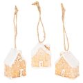 Floristik24 Decoración colgante de cerámica con forma de casa de jengibre para Navidad, 6 cm, 3 unidades.
