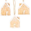 Decoración colgante de cerámica con forma de casa de jengibre para Navidad, 6 cm, 3 unidades. | Floristik24.es
